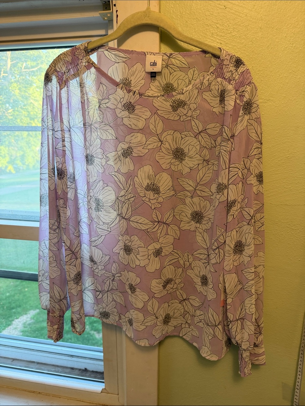 CAbi Lavender Floral Long-Sleeve Top